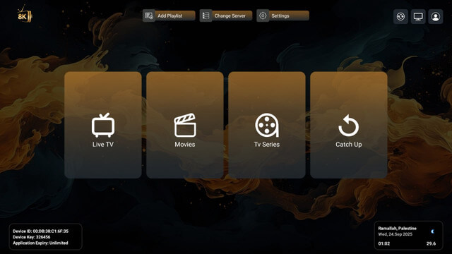 strong 8k Player Strong 8K Player IPTV App Interface on Smart TV with Stable Connection